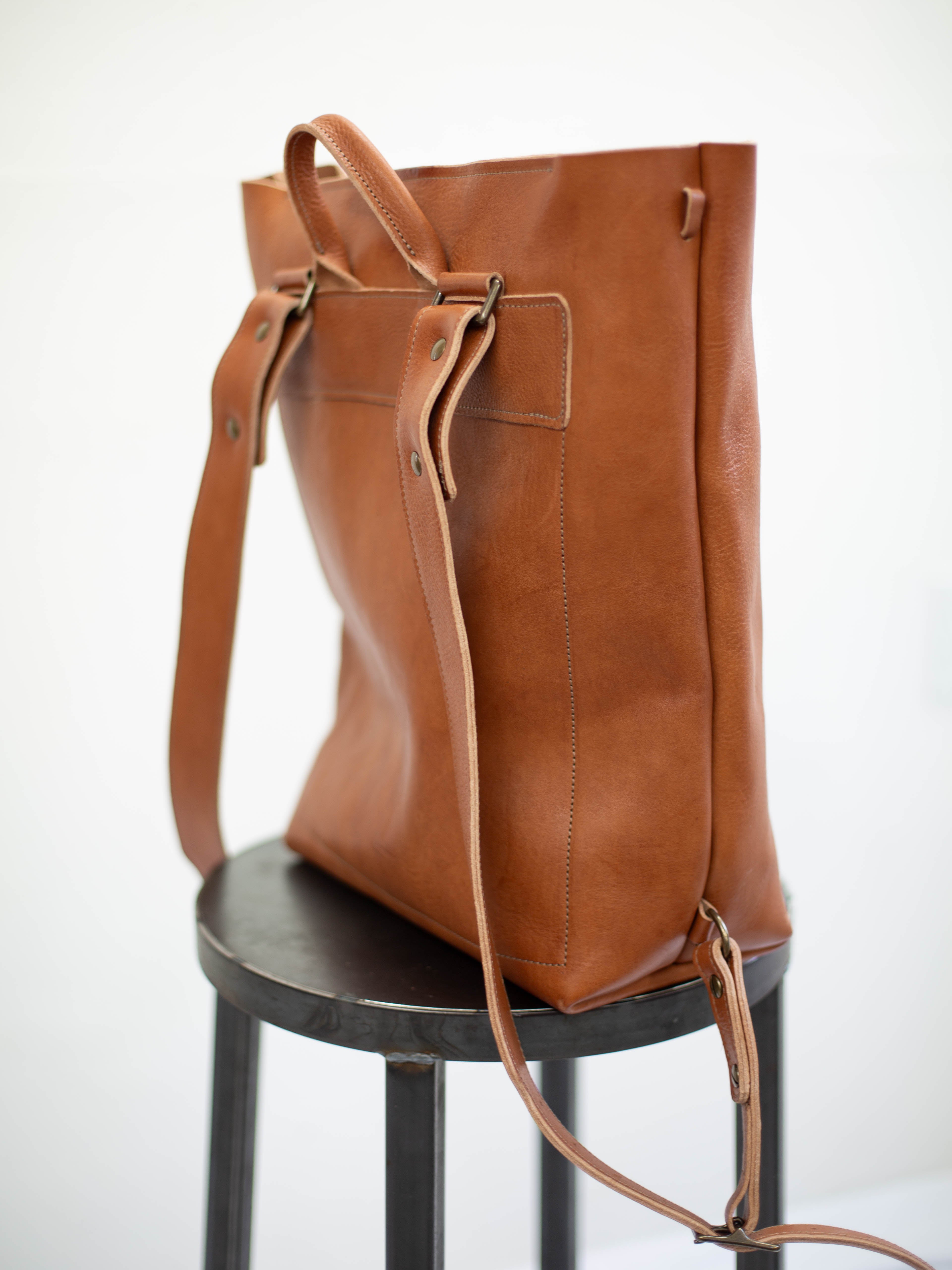 The leather backpack is made from sustainable leather from organic farms that is toxin and heavy metal free. 
