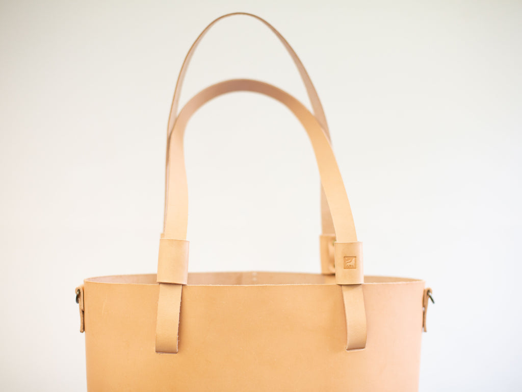 The Gatherer - large leather tote with sustainable veg tanned leather