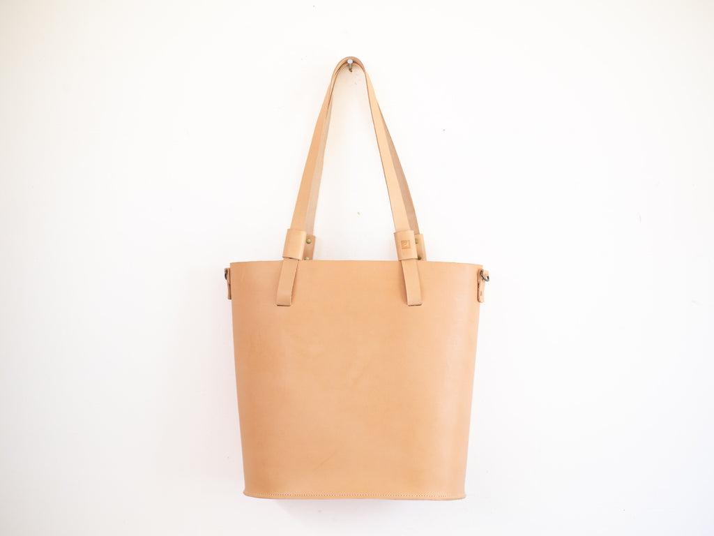 The Gatherer - large leather tote with sustainable veg tanned leather