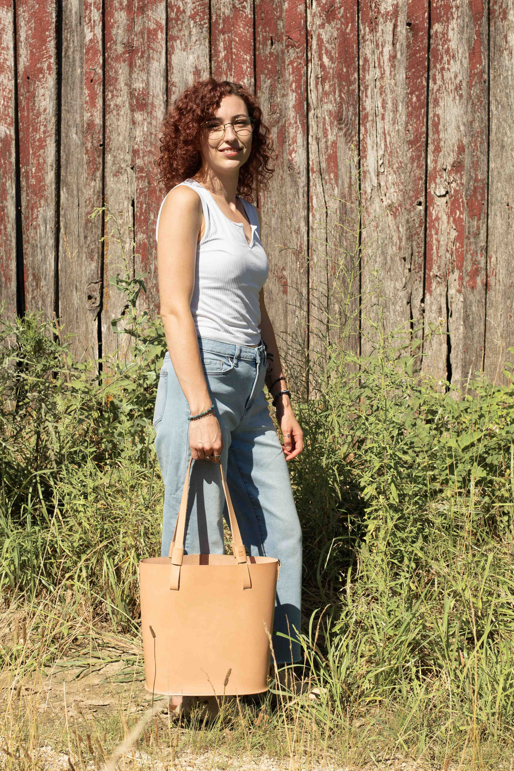 The Gatherer - large leather tote with sustainable veg tanned leather