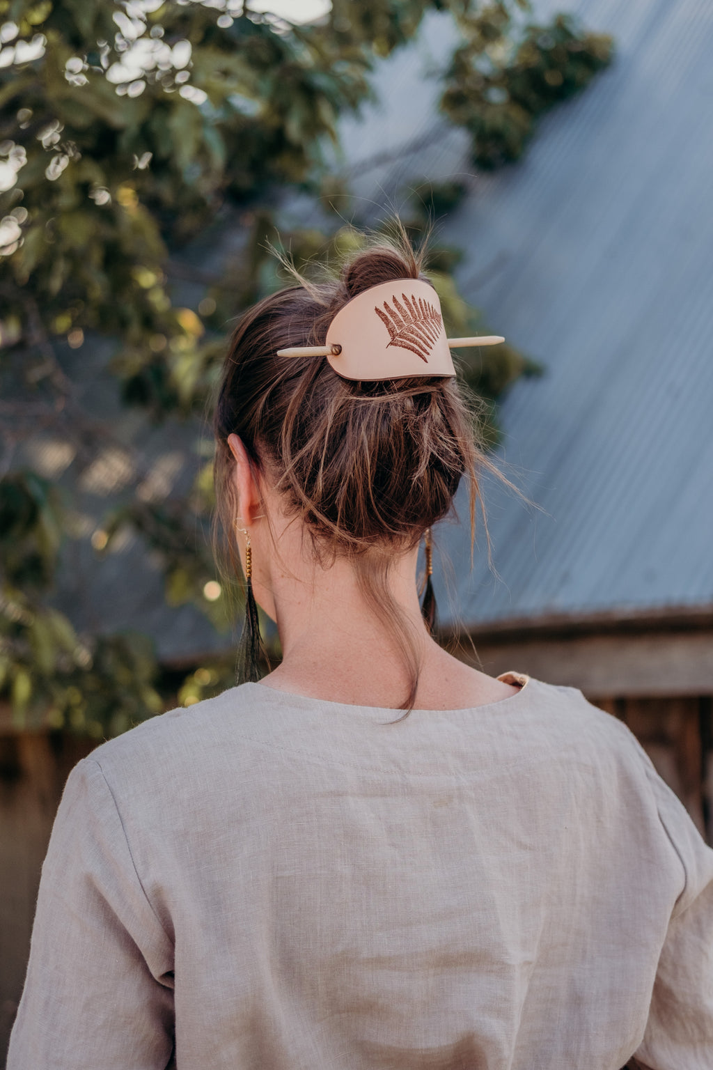 The Plant Lover - large leather barrette