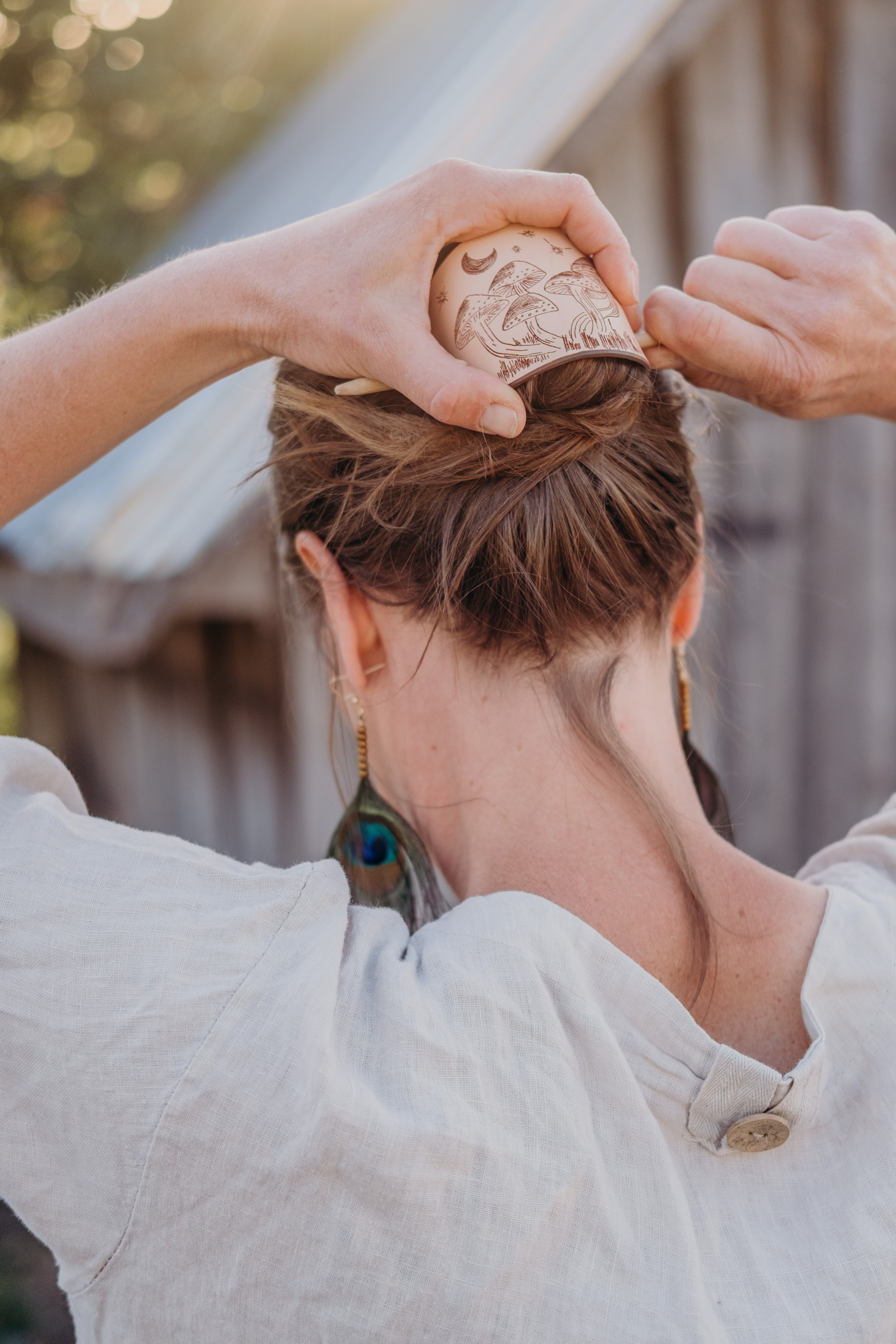 The Mushrooms - large leather barrette