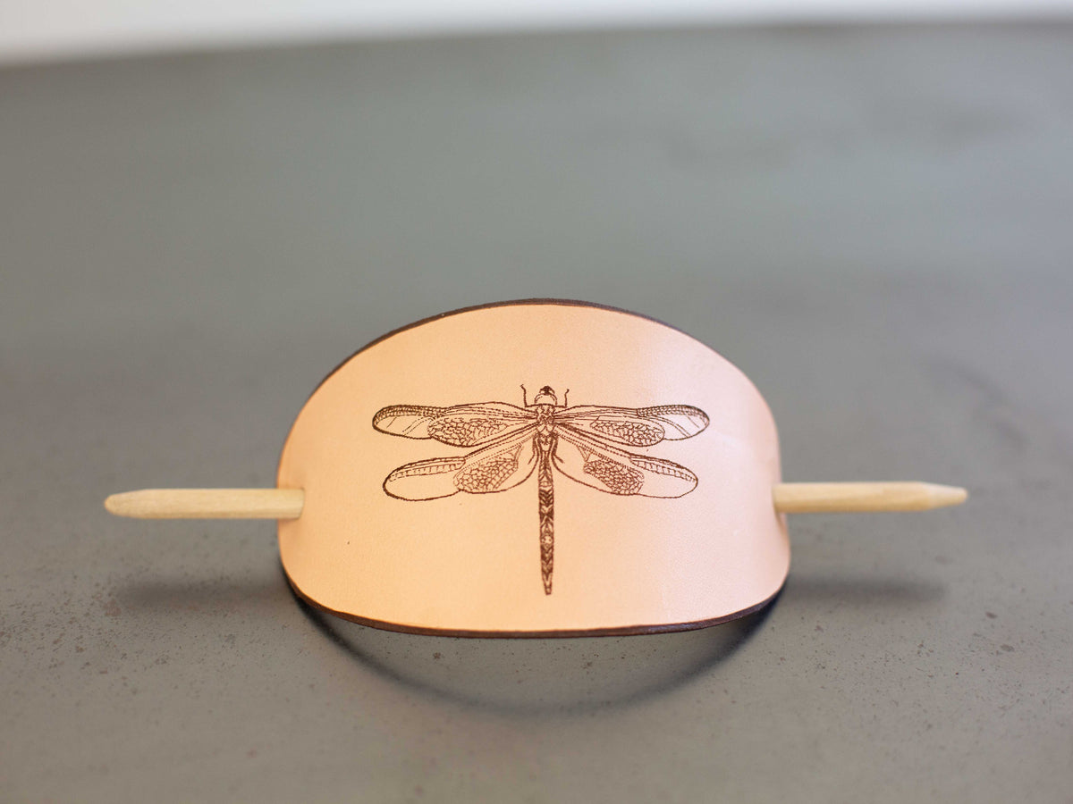 The large leather barrette is a perfect gift for women who love nature, critters and everything natural, holistic and crunchy. 