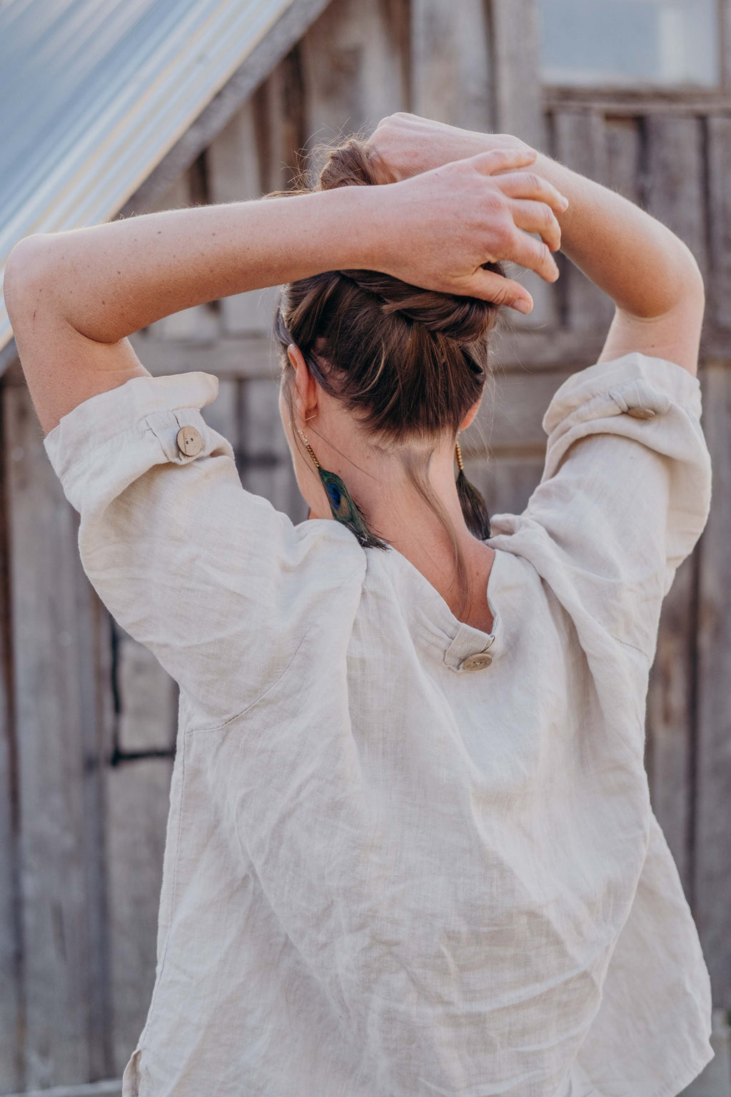 The large leather barrettes work especially well when wearing a messy bun. The leather is fair, sustainable and ethically sourced. 