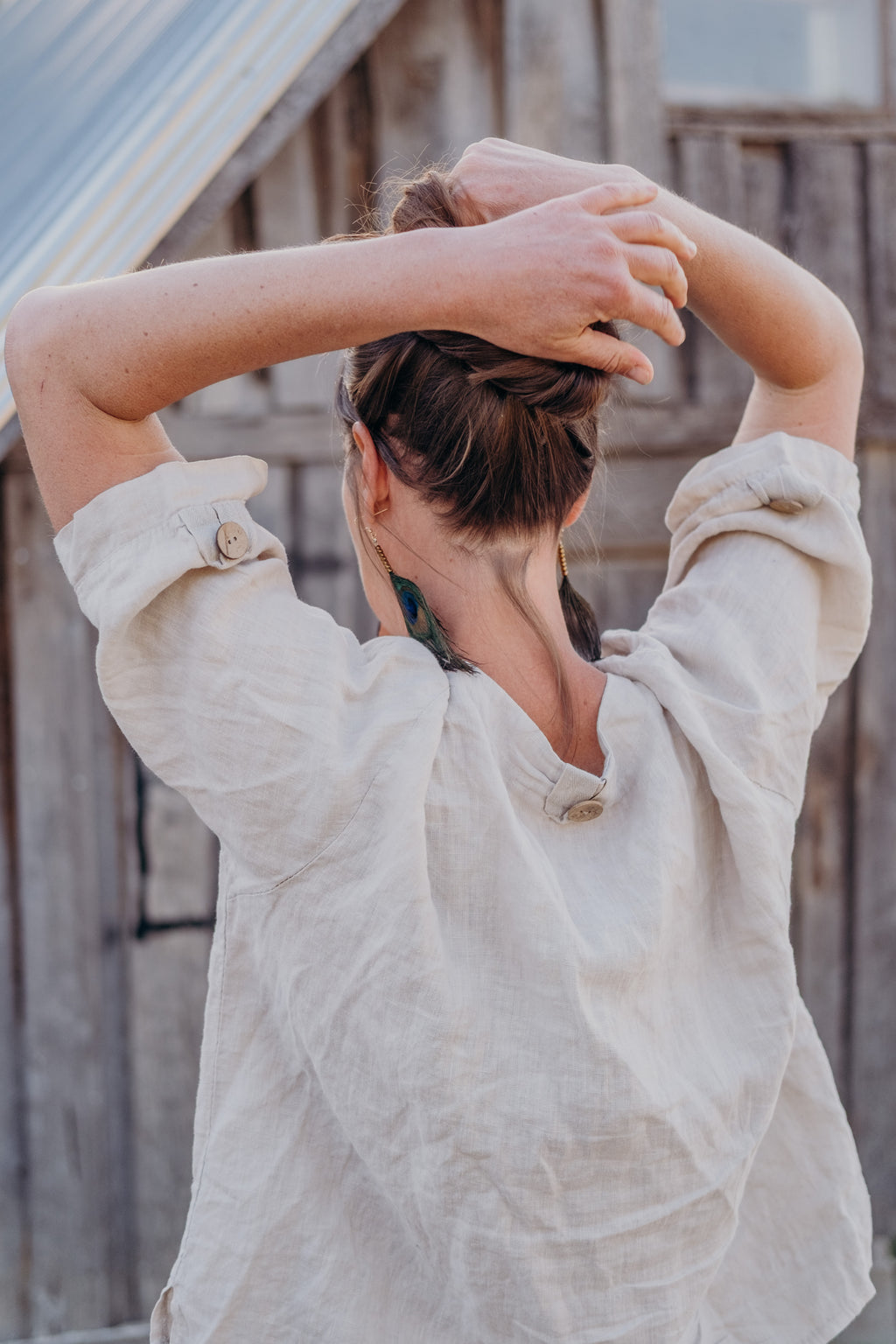 The large leather barrettes work especially well when wearing a messy bun. The leather is fair, sustainable and ethically sourced. 