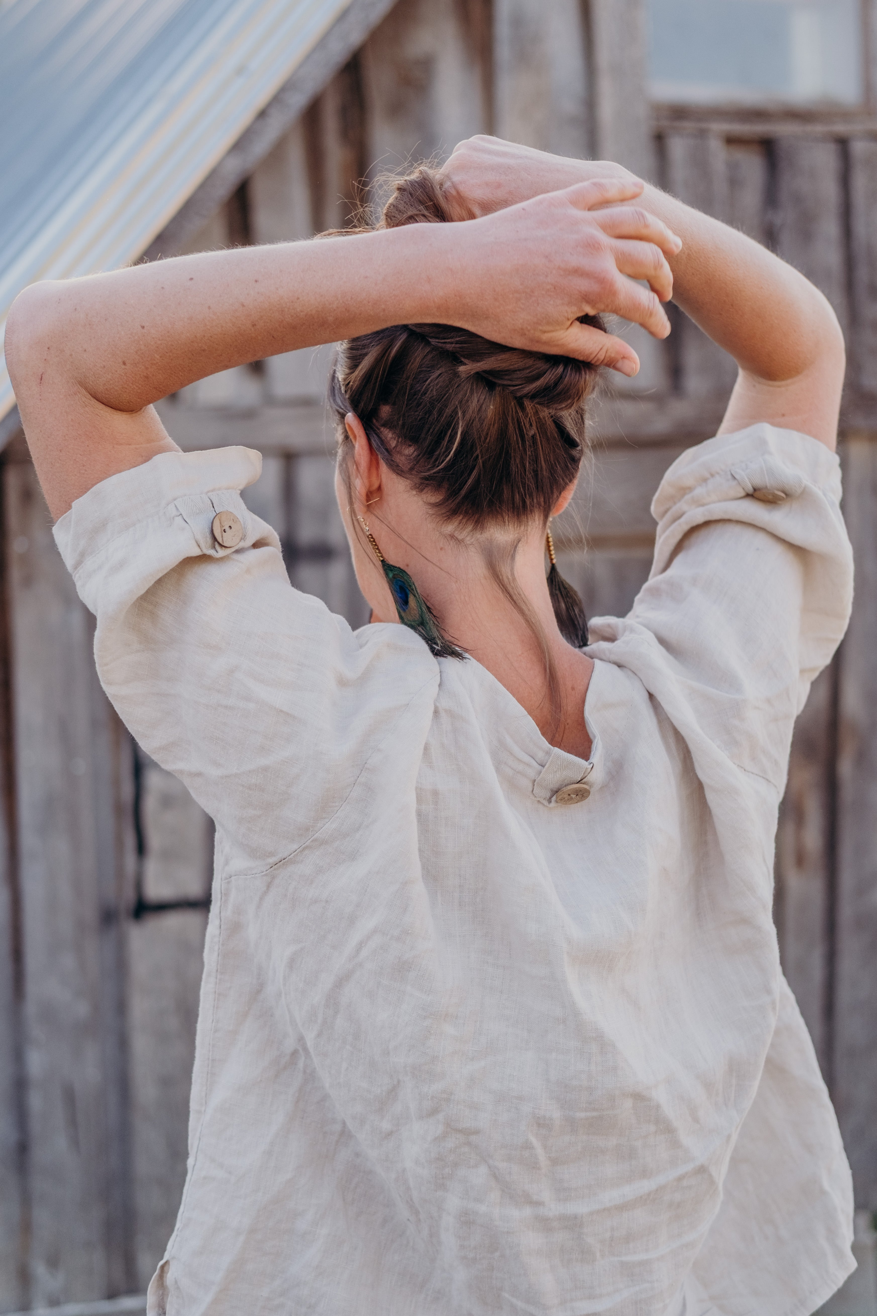 The large leather barrettes work especially well when wearing a messy bun. The leather is fair, sustainable and ethically sourced. 