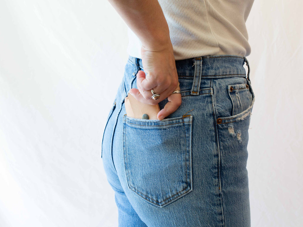 The leather coin wallet is so small it easily fits in even the smallest pant pockets. 