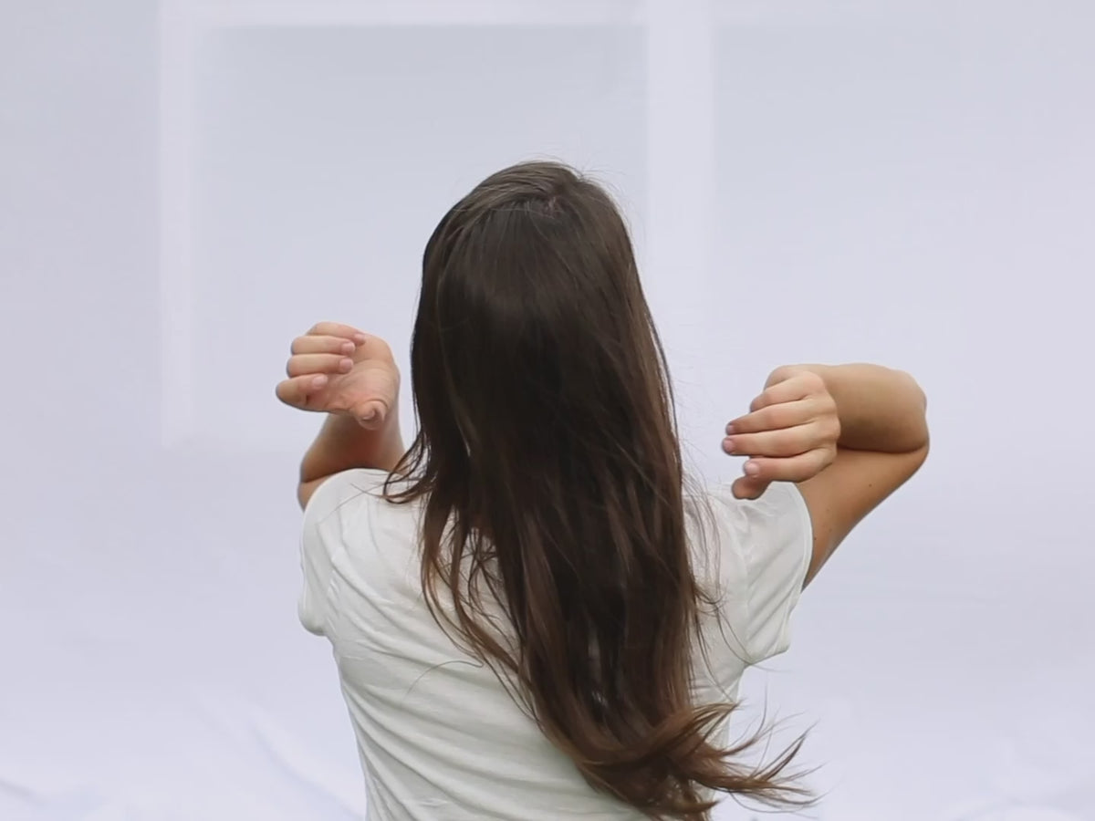 The video shows a quick way to do an easy hair-do with the large leather barrette. It works great with long and thick hair and for messy buns. 